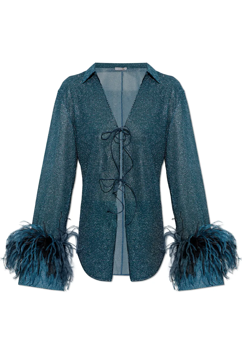 Oséree Lumière Plumage tie-fastening top - Blu