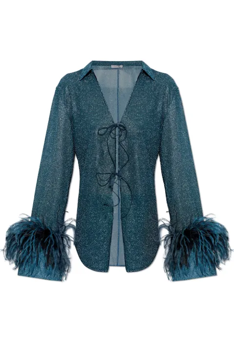 Oséree Lumière Plumage tie-fastening top