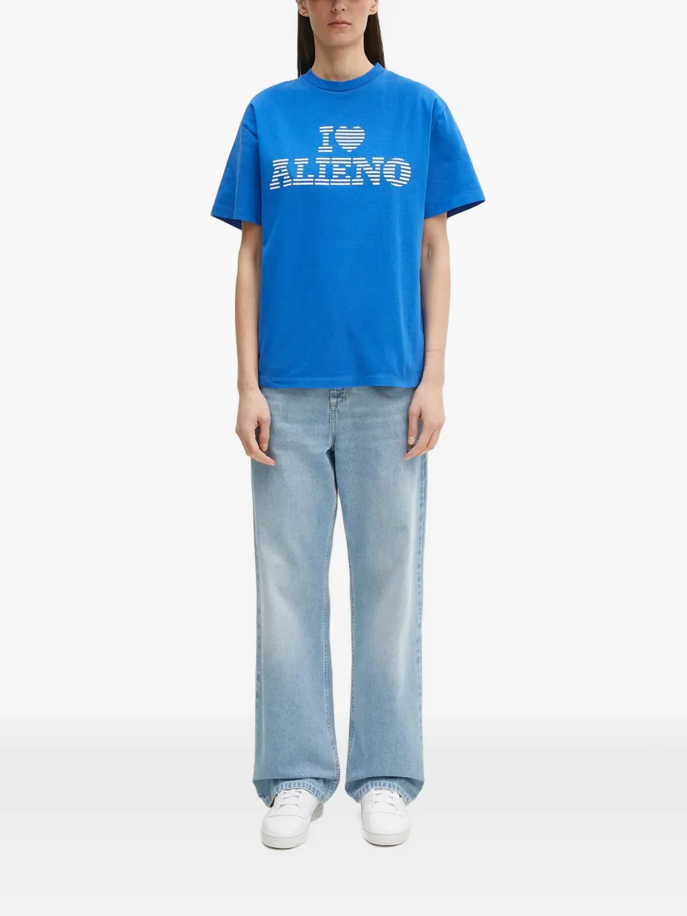 NO PROBLEMO I Heart T-shirt met print Blauw