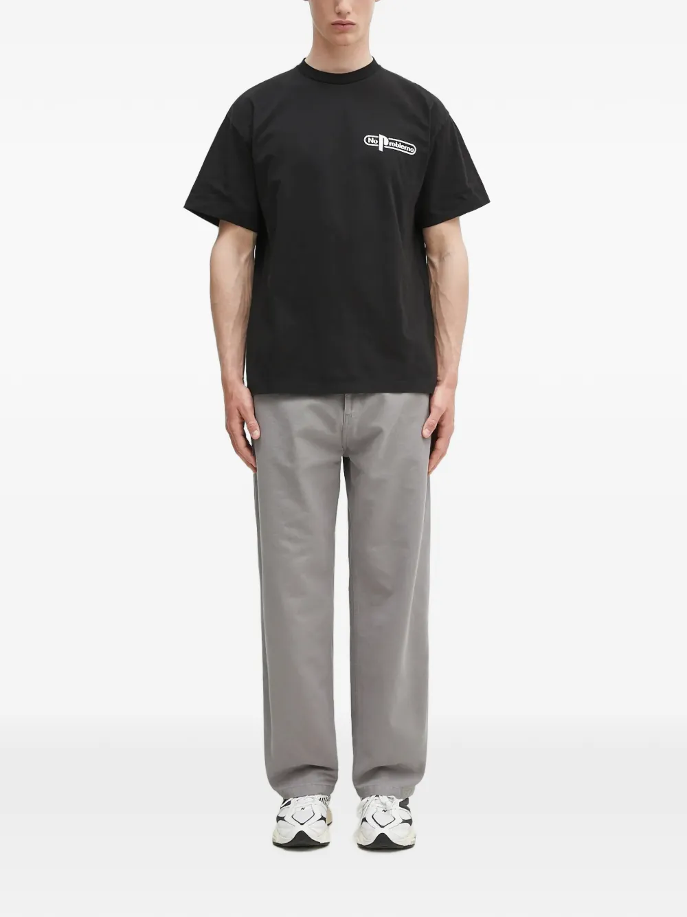 NO PROBLEMO T-shirt met print Zwart