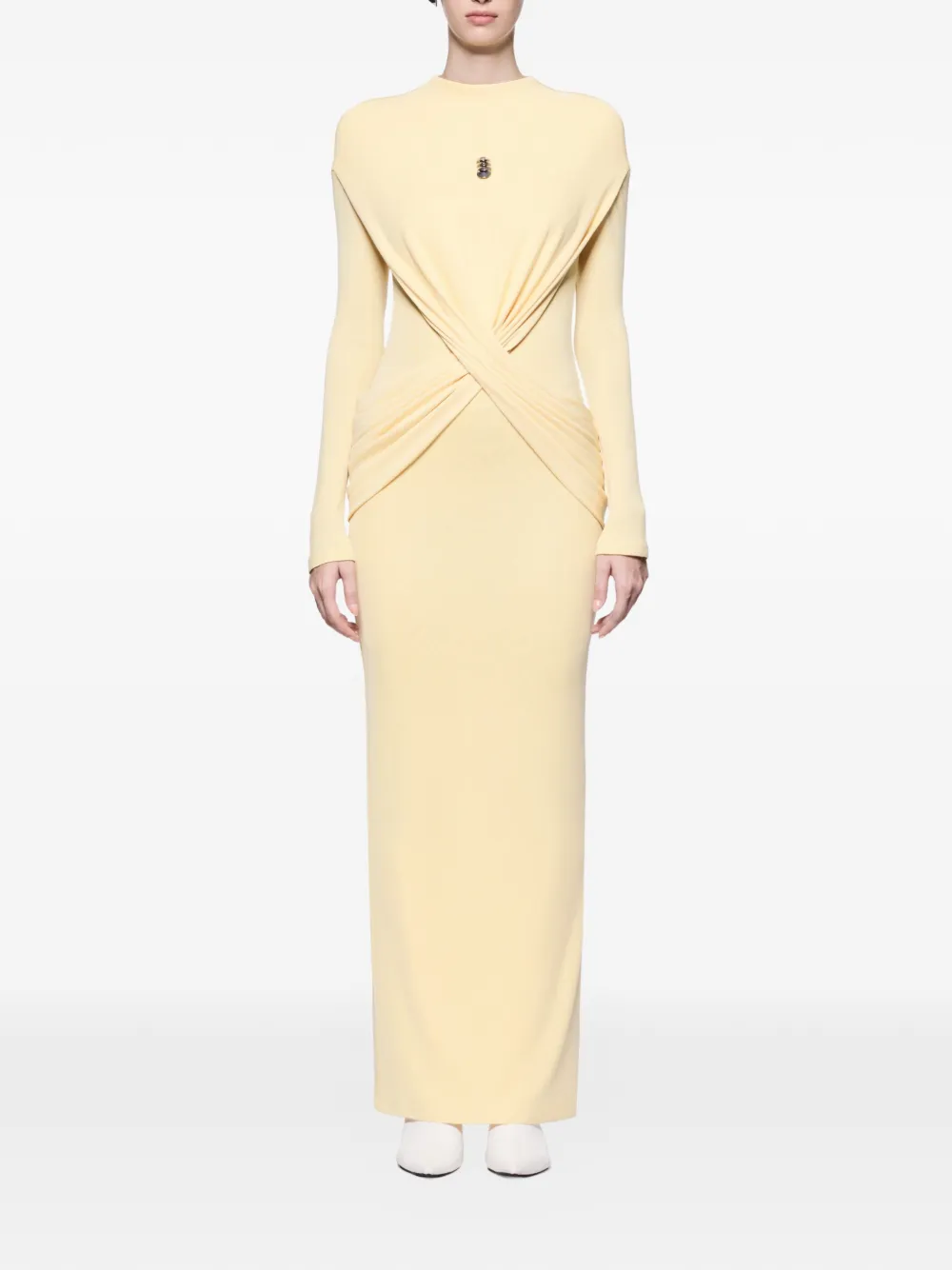 CHATS BY C.DAM Zora diagonal-draping maxi dress - Neutrals