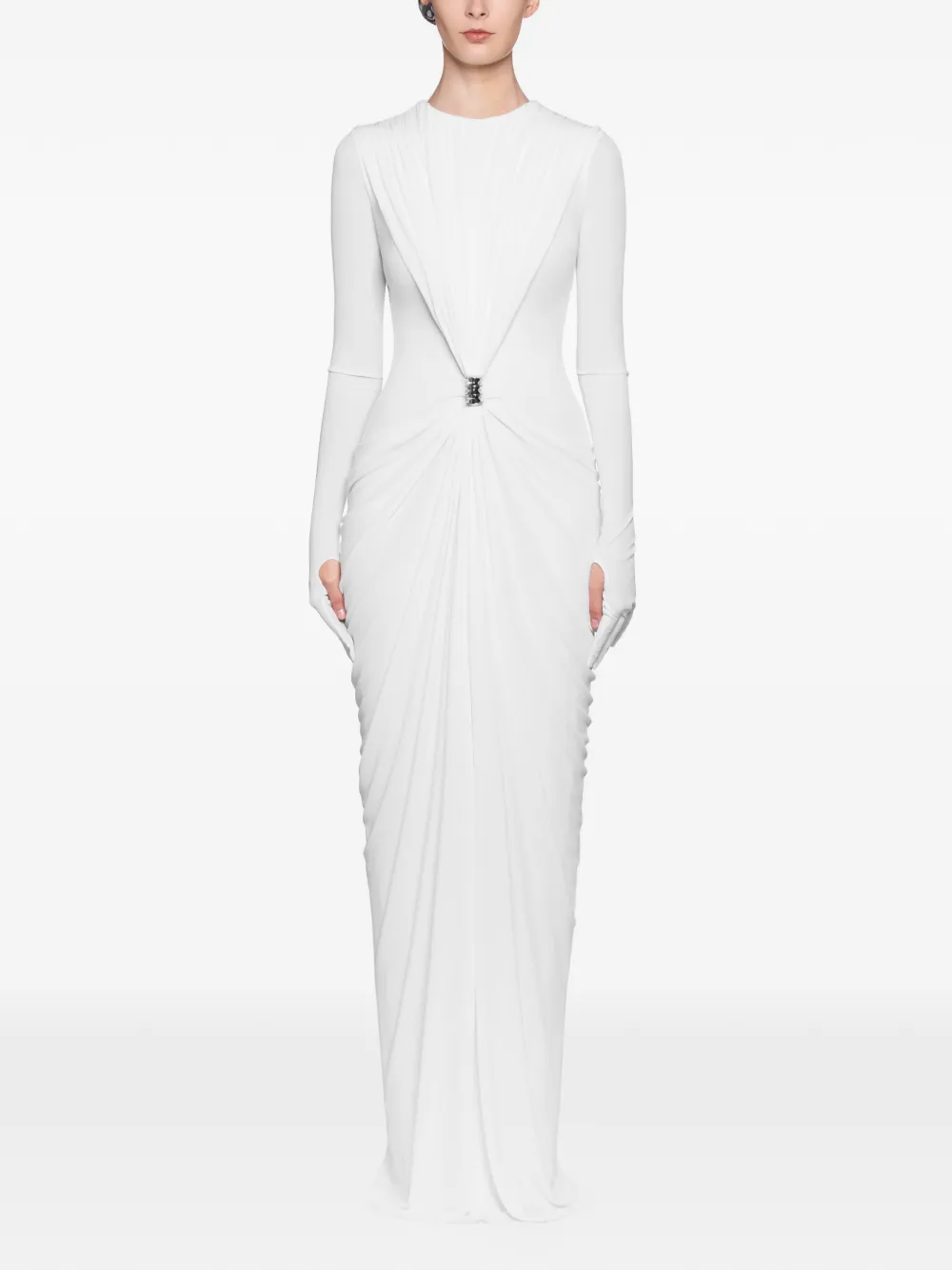CHATS BY C.DAM ZAYRA maxi-jurk met lange mouwen Wit