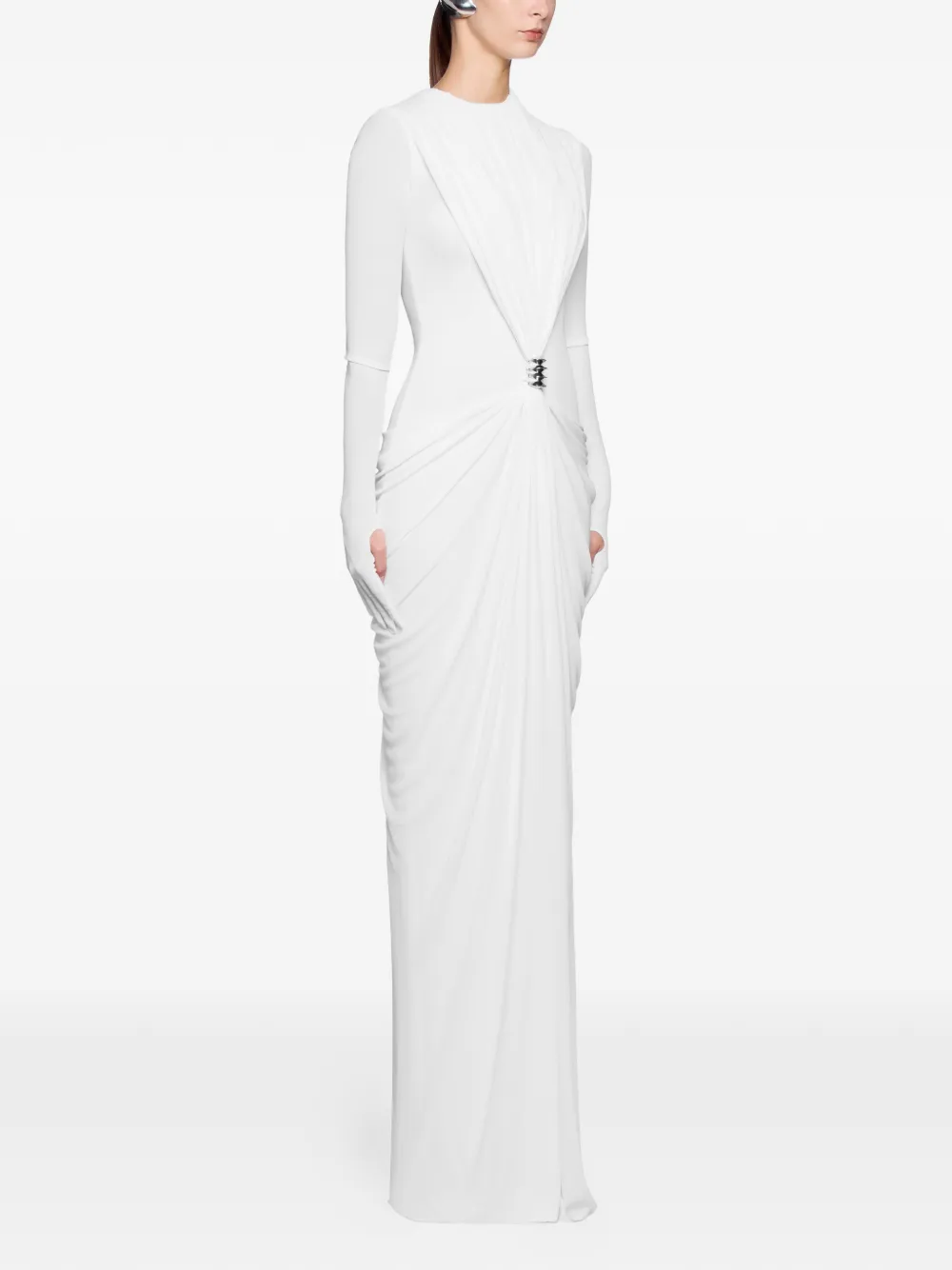 CHATS BY C.DAM ZAYRA maxi-jurk met lange mouwen Wit