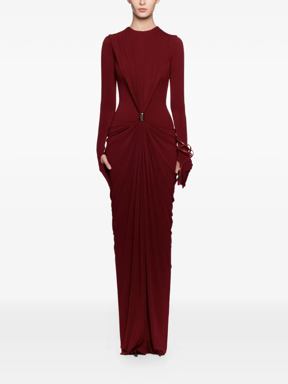 CHATS BY C.DAM Zayra gedrapeerde jurk met lange mouwen Rood