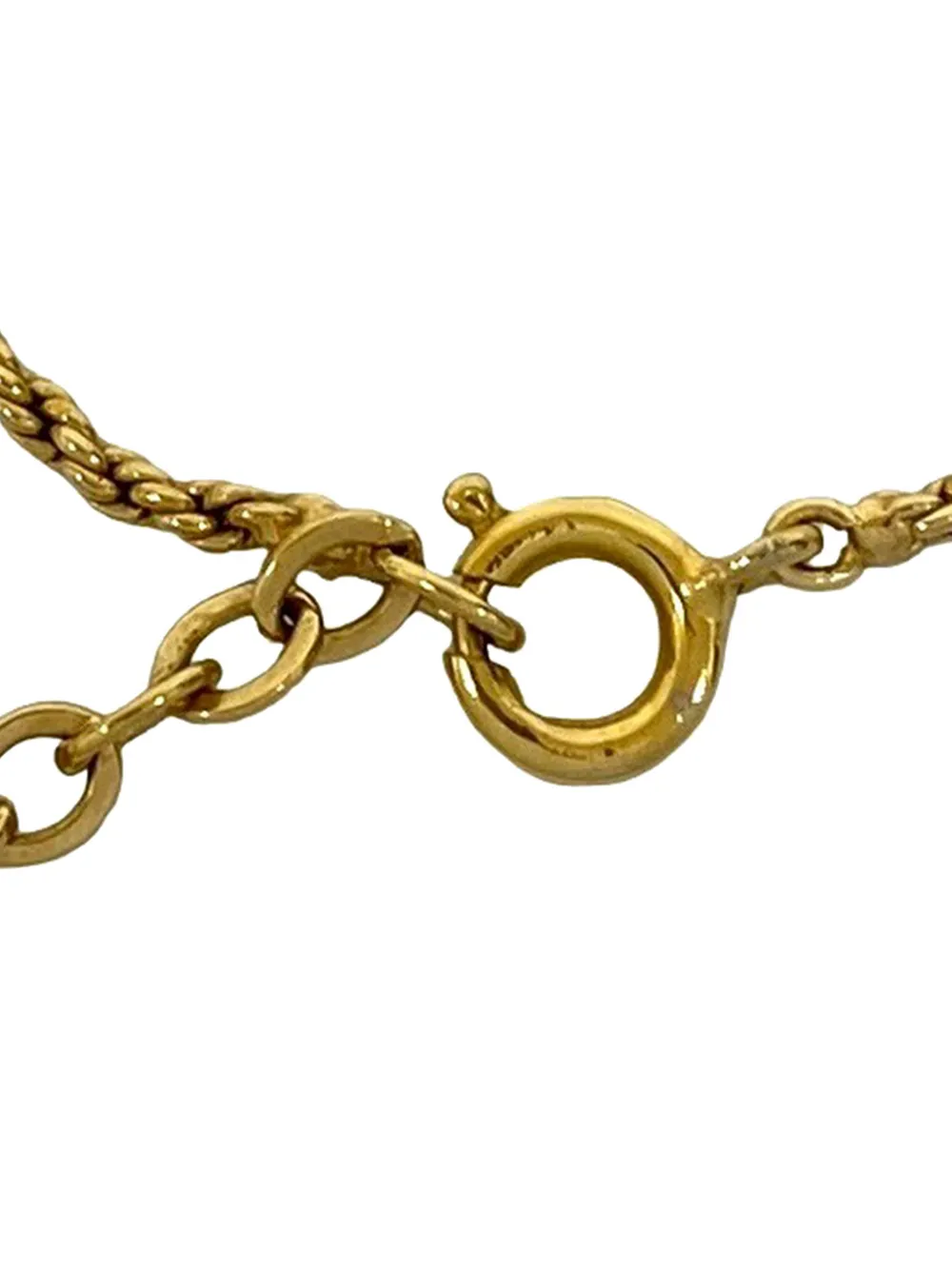  Christian Dior Pre-owned 1990-2010 Gold Plated Rhinestone Logo Heart Pendant Necklace Costume Necklace 