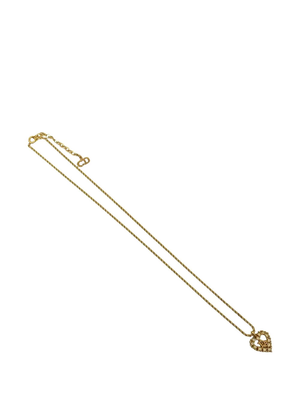 Christian Dior Pre-Owned Collana placcata oro con pendente CC a cuore e strass 1990-2010