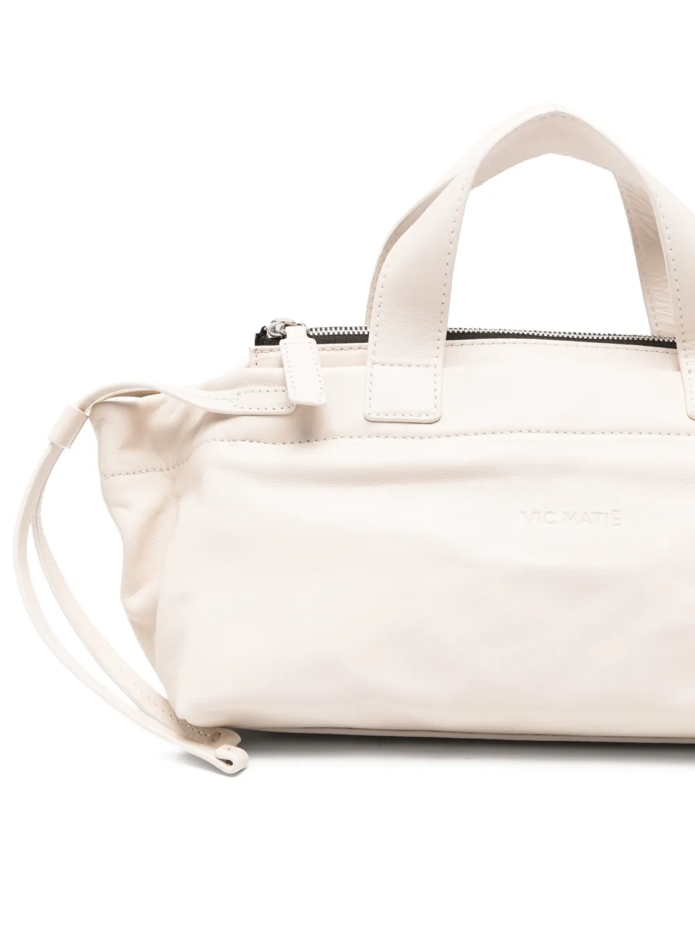  Vic Matie Zip Leather Tote Bag - Neutrals 