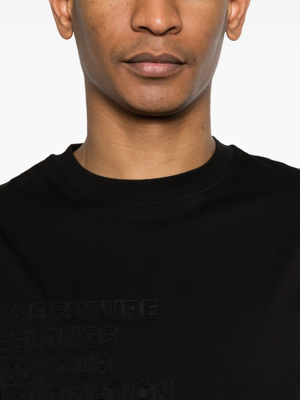 Karl Lagerfeld T-shirt met letter-reliëf Zwart