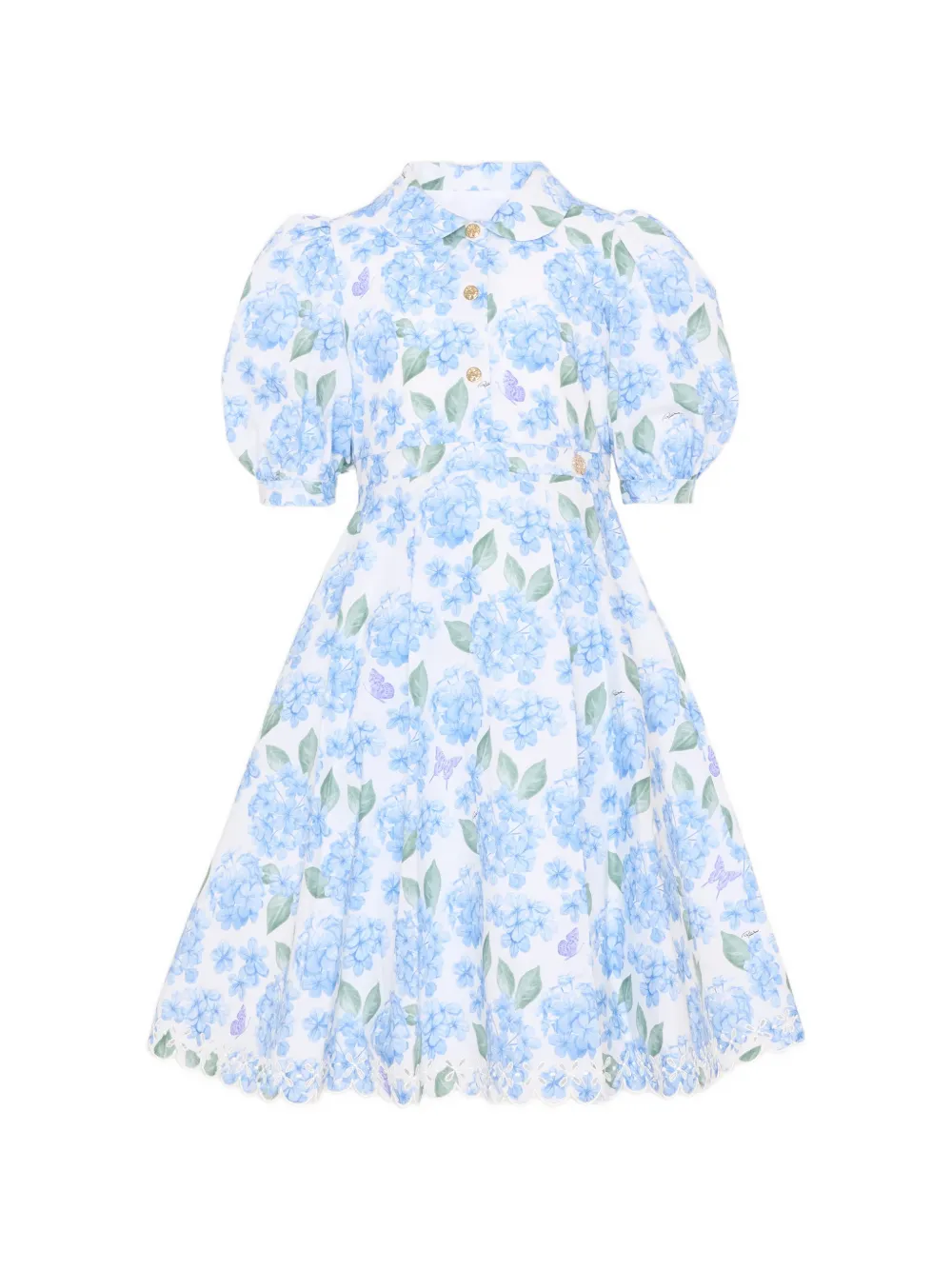 Roberto Cavalli Junior floral print short-sleeve dress - Blu