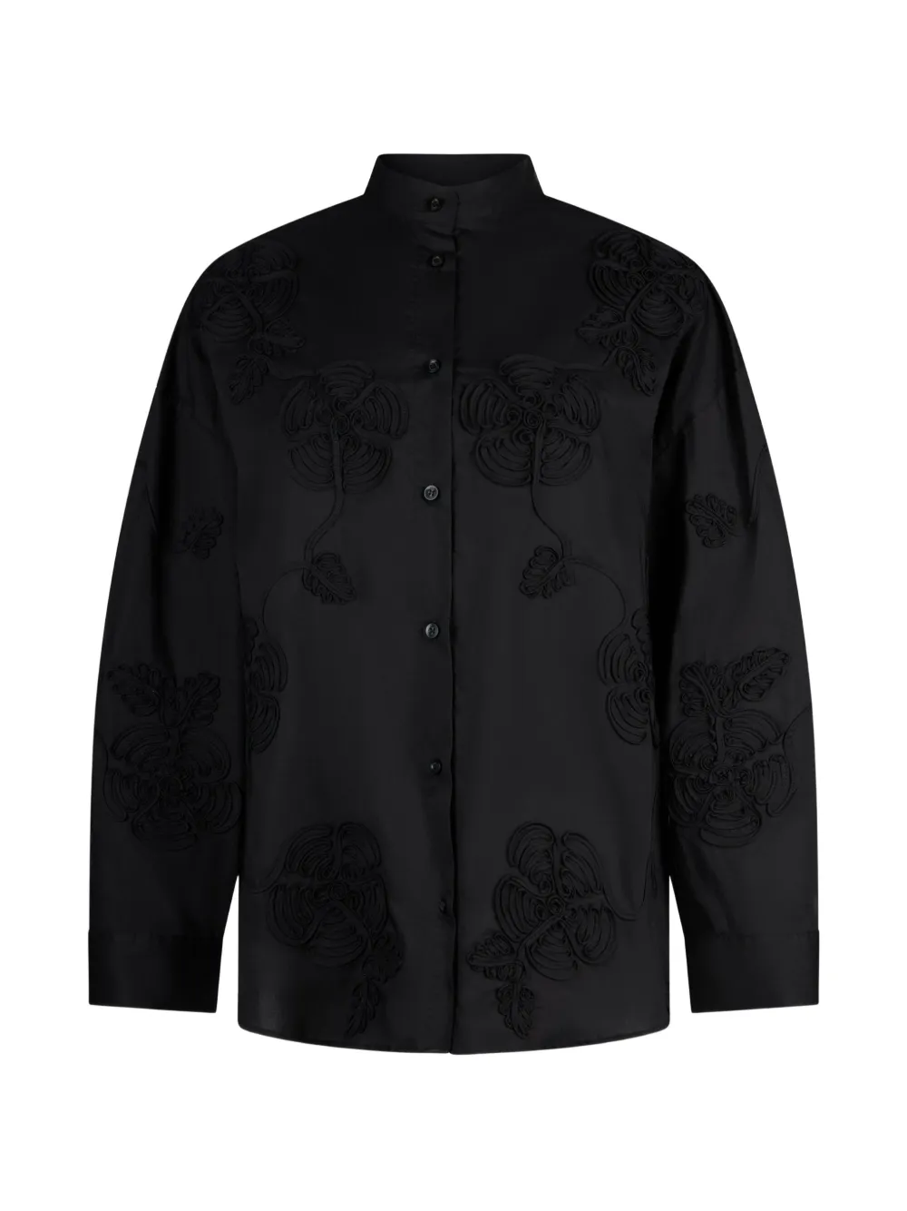 LIU JO embroidered mandarin-collar shirt - Nero
