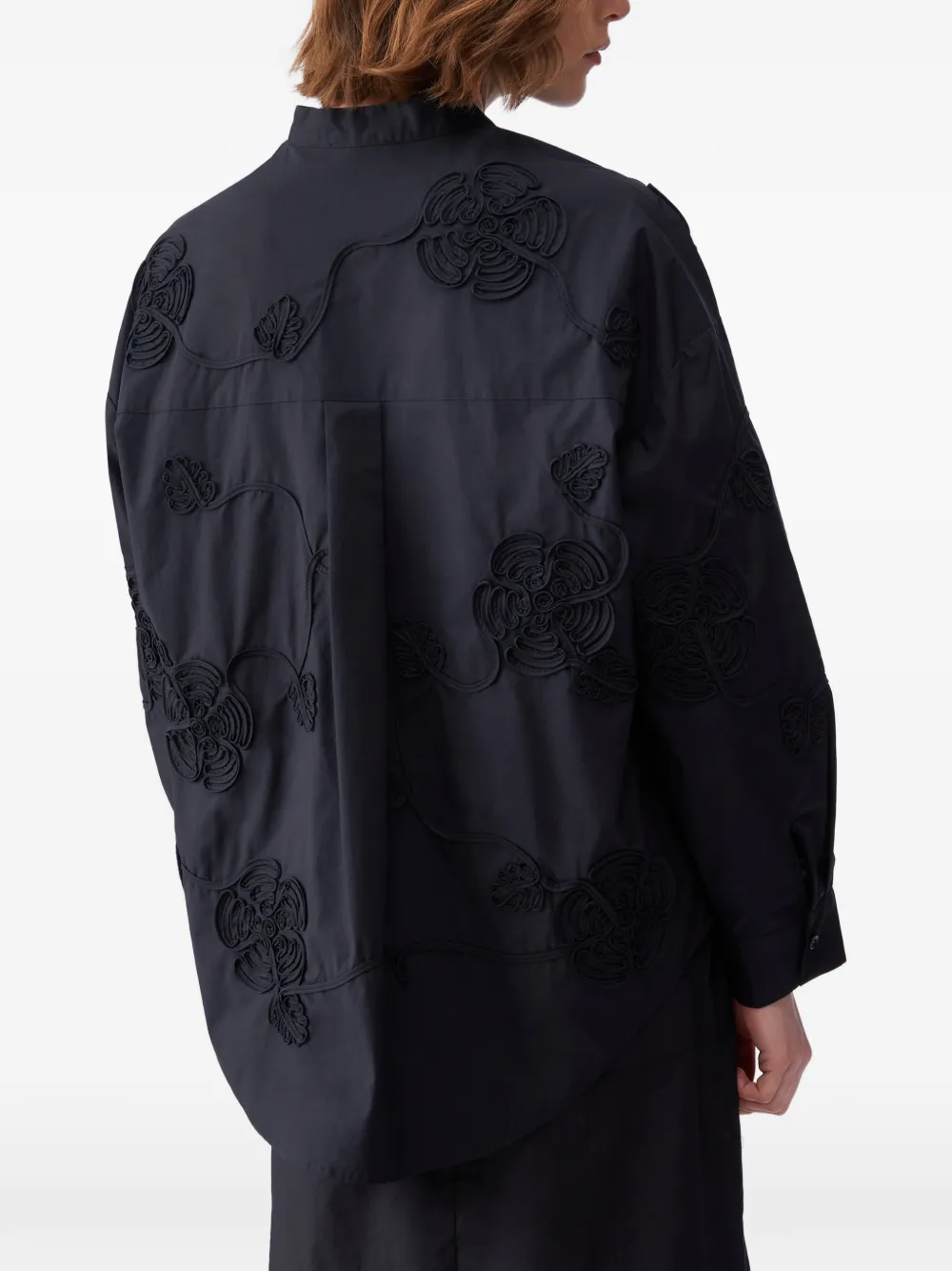 LIU JO Blouse met borduurwerk en ronde opstaande kraag Zwart