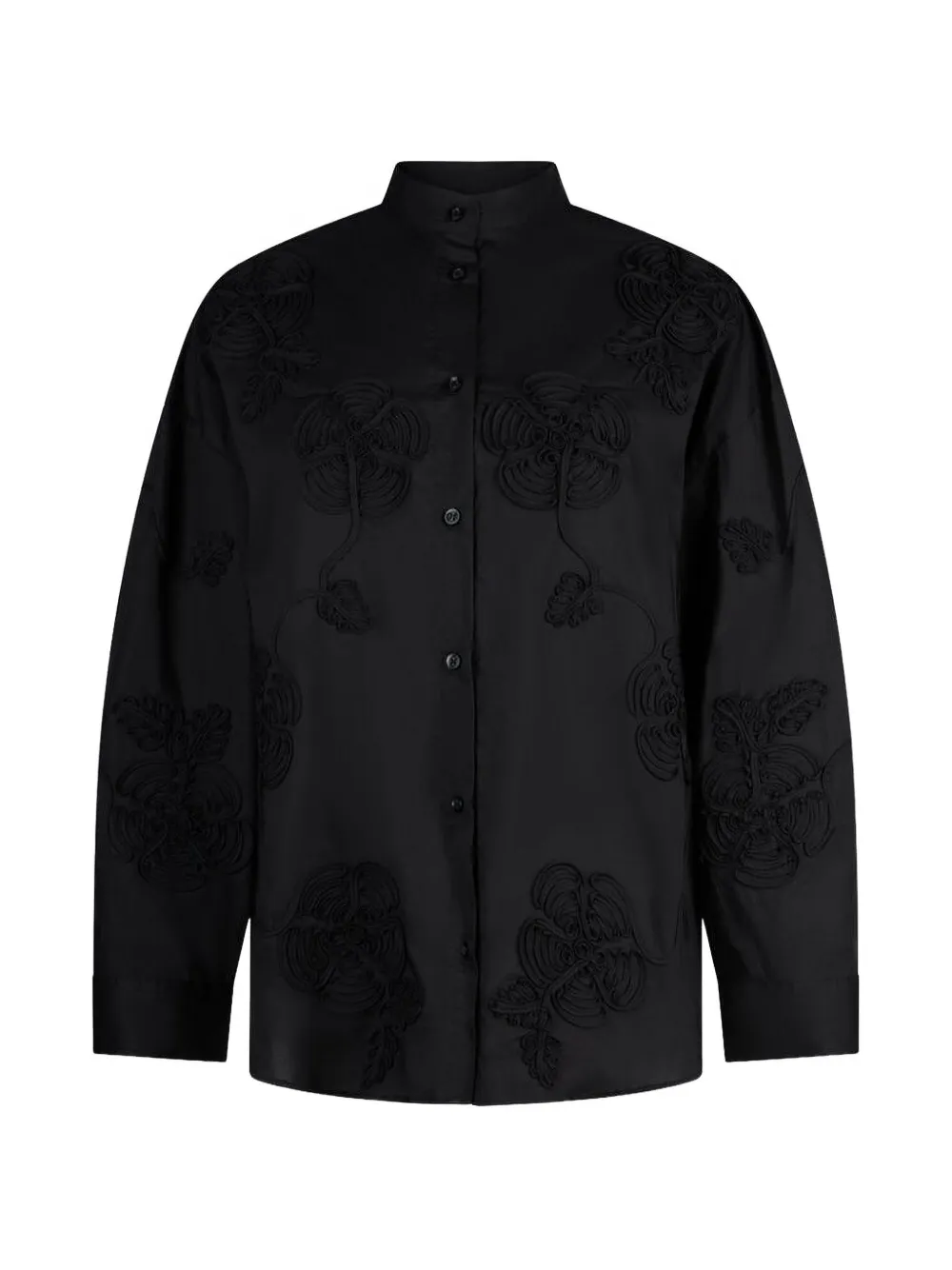 LIU JO Blouse met borduurwerk en ronde opstaande kraag Zwart