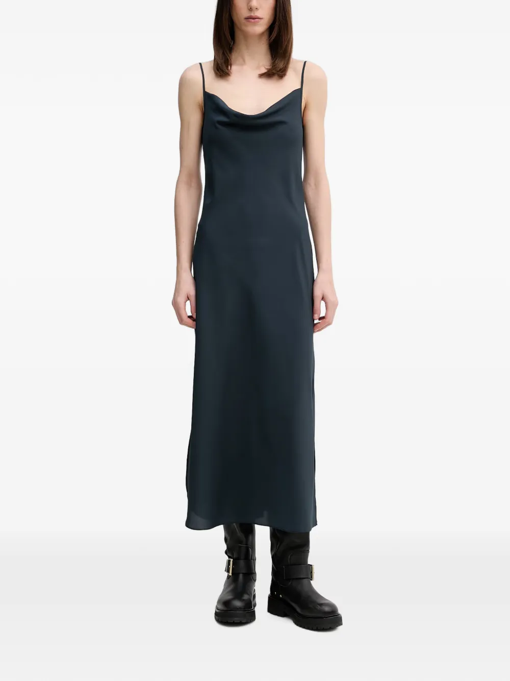 AllSaints Hadley cowl-neck side-slit maxi dress - Blau