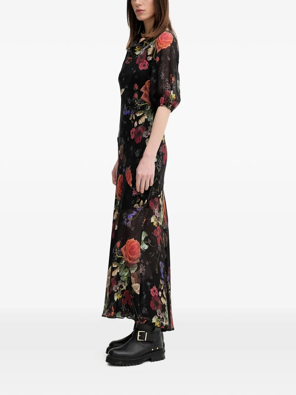 AllSaints Tiwa maxi-jurk met bloemenprint Zwart