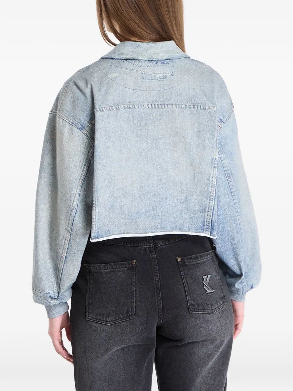 AllSaints x Anders Terry Illusion cropped jack met knopen Blauw