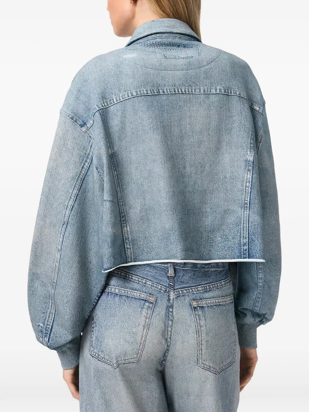 AllSaints x Anders Terry Illusion cropped jack met knopen Blauw