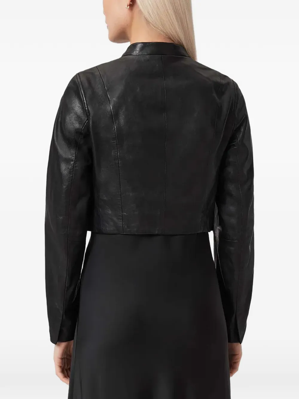 AllSaints Sadie leren jack met pofmouwen Zwart