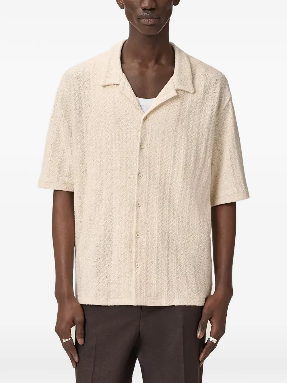 AllSaints textured button shirt - Toni neutri
