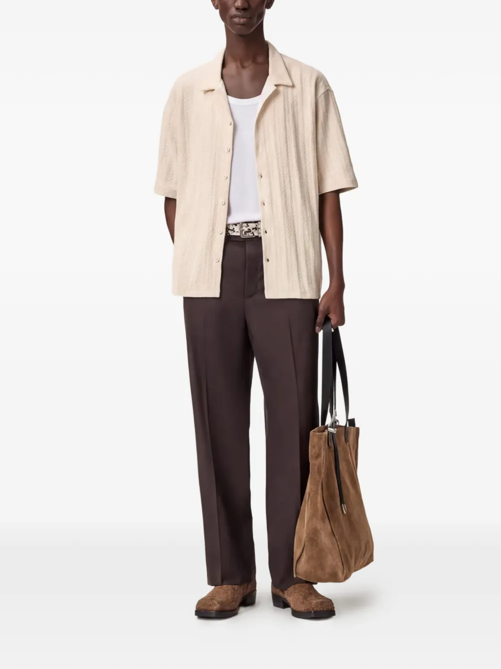 AllSaints textured button shirt - Toni neutri