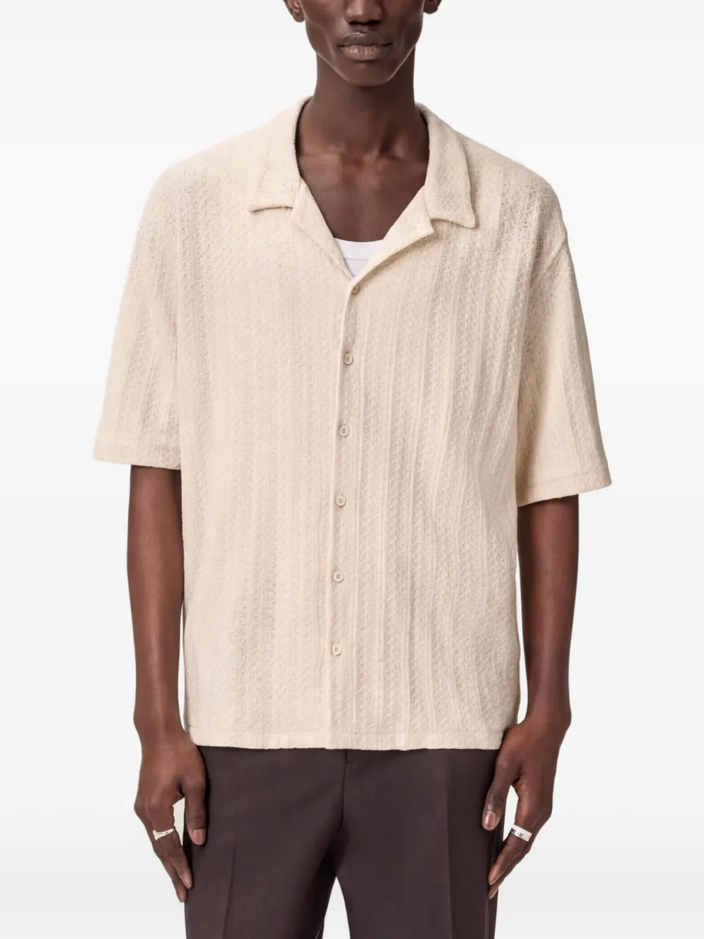 AllSaints Getextureerd overhemd Beige
