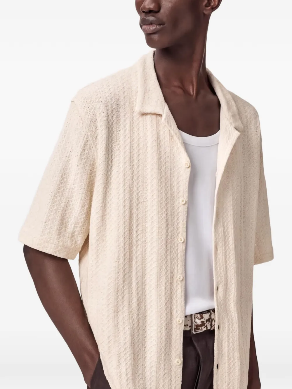AllSaints Getextureerd overhemd Beige