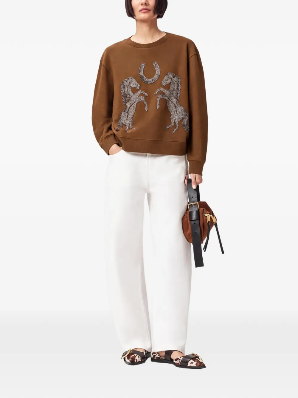 AllSaints Pippa horse-motif sweatshirt Bruin