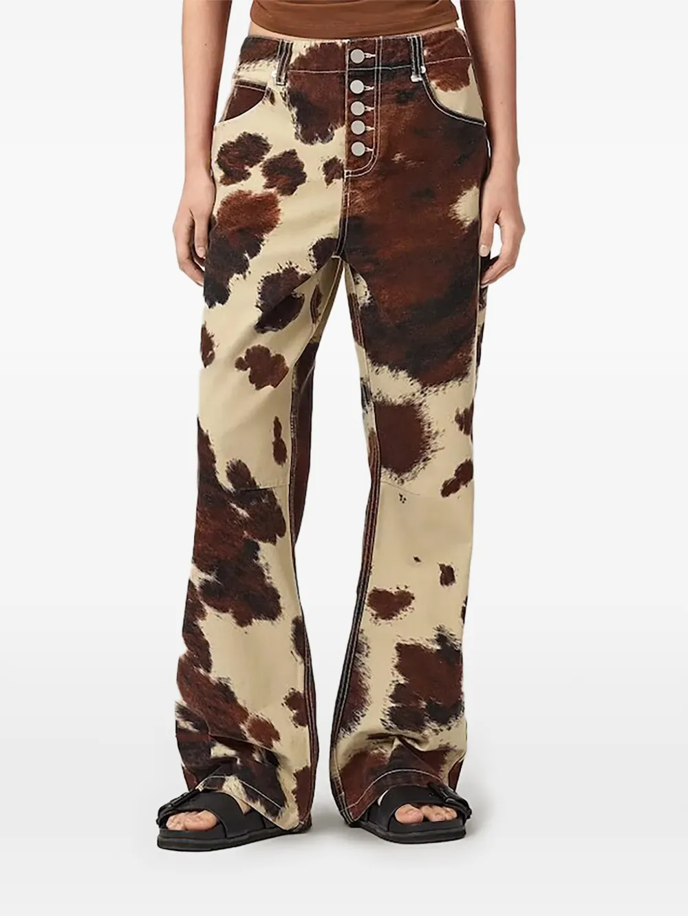 AllSaints Taya buttoned cow-print jeans - Nude