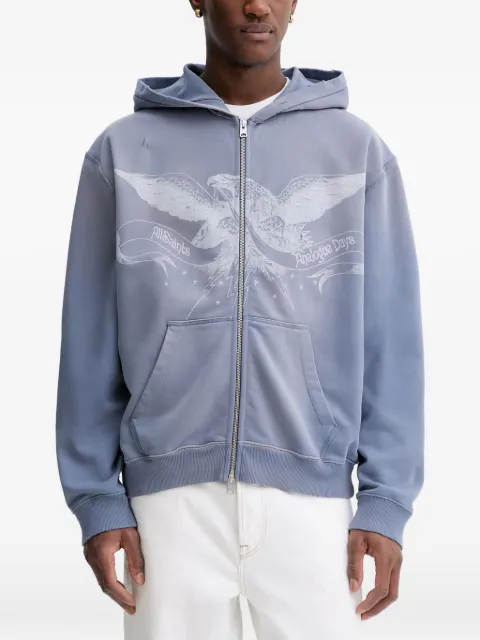 AllSaints graphic-pritn full-zip hoodie
