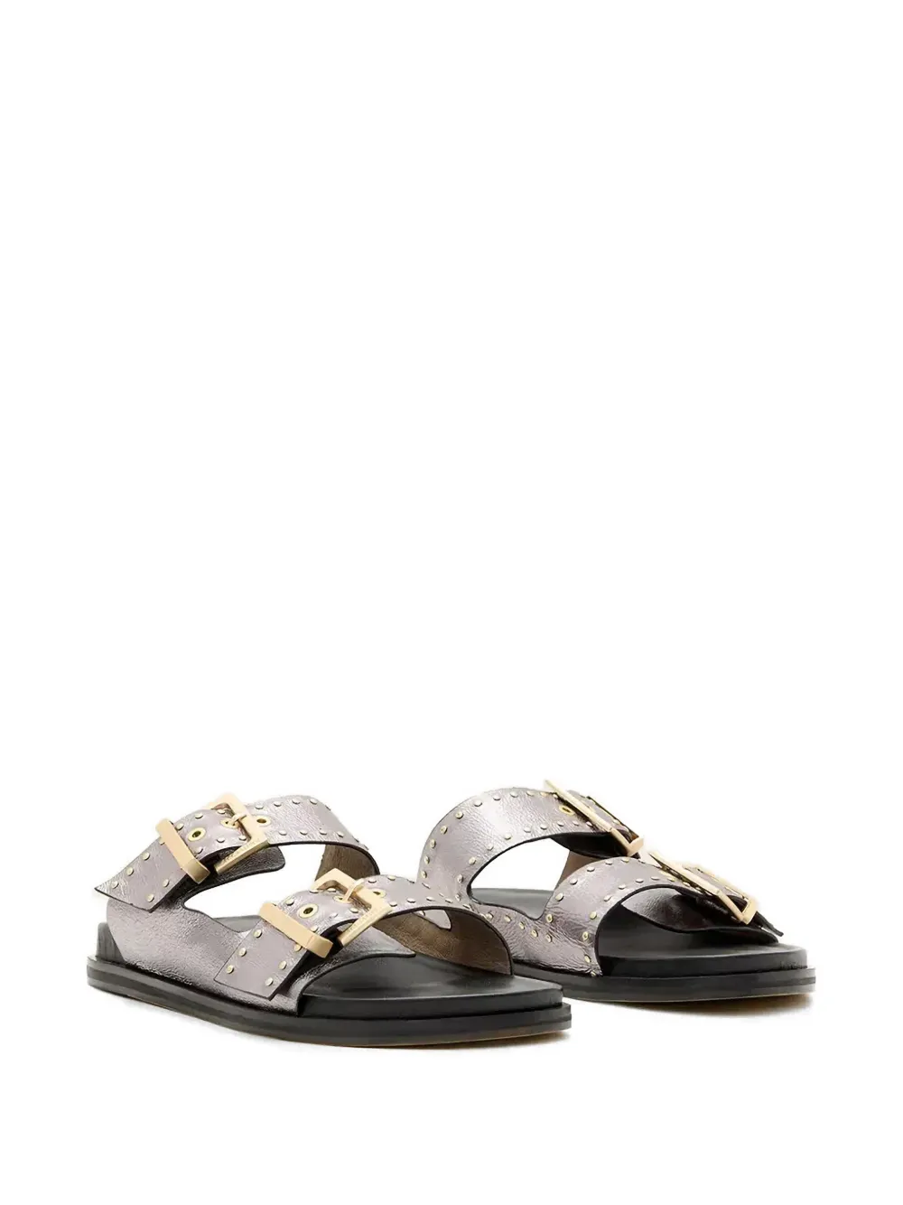 AllSaints Magda stud-embellished buckled flat sandals Zilver