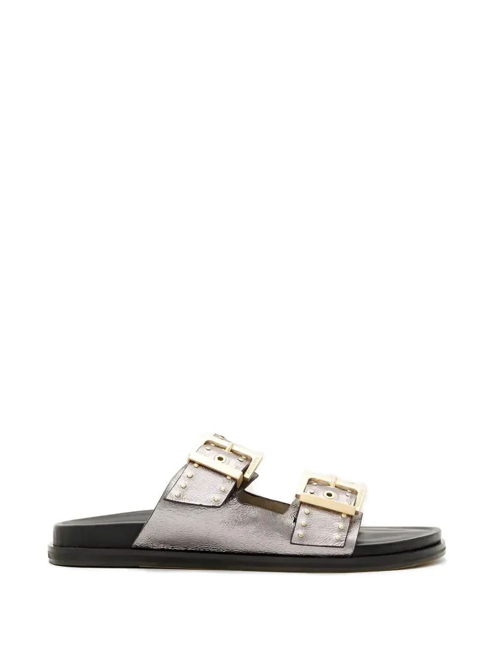 AllSaints Magda stud-embellished buckled flat sandals Zilver