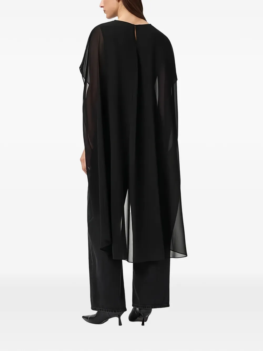 AllSaints Jamie sheer overlay cape top - Nero