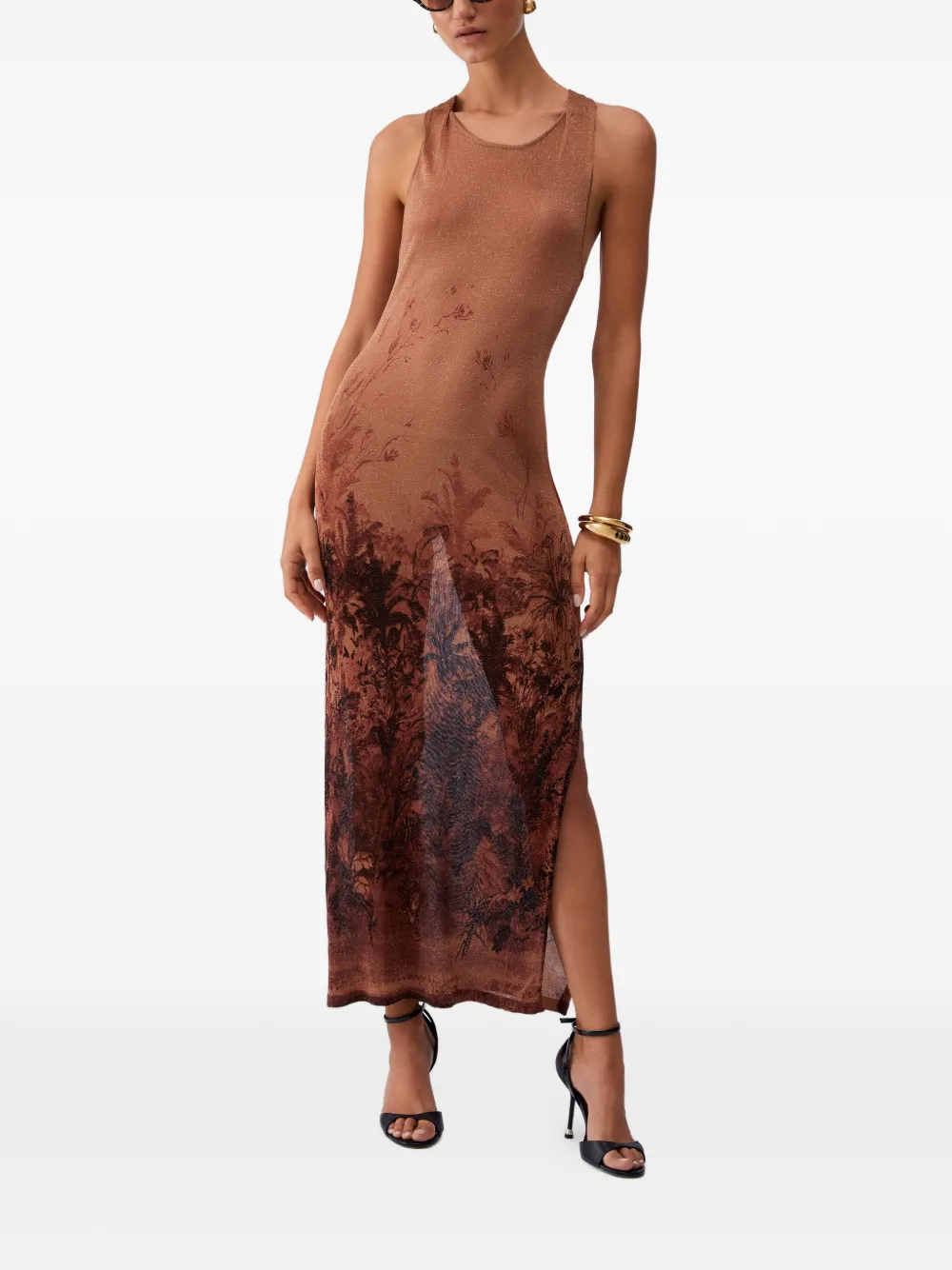 LIU JO Jurk met zijsplit en print - Beige