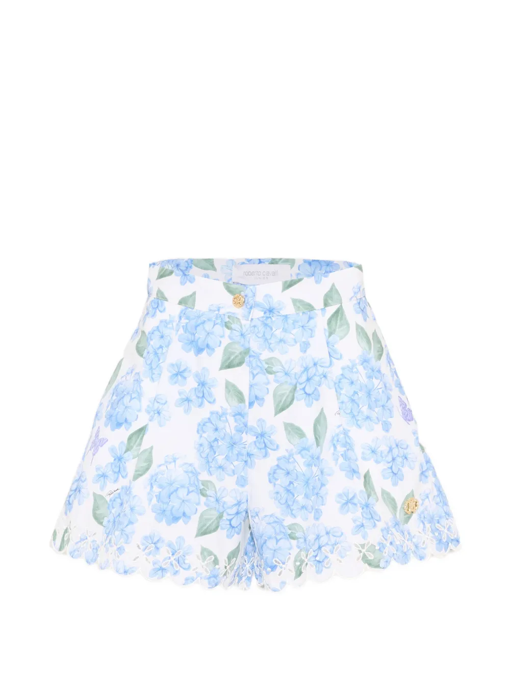 Roberto Cavalli Junior floral scalloped shorts - Bianco