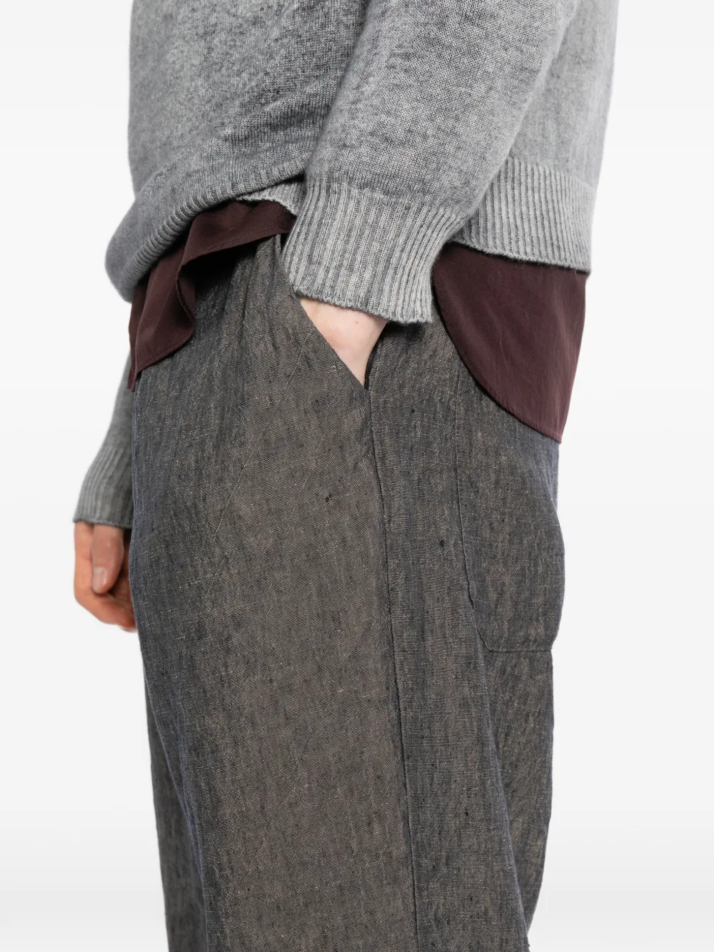 Barena Linnen broek met elastische tailleband Grijs