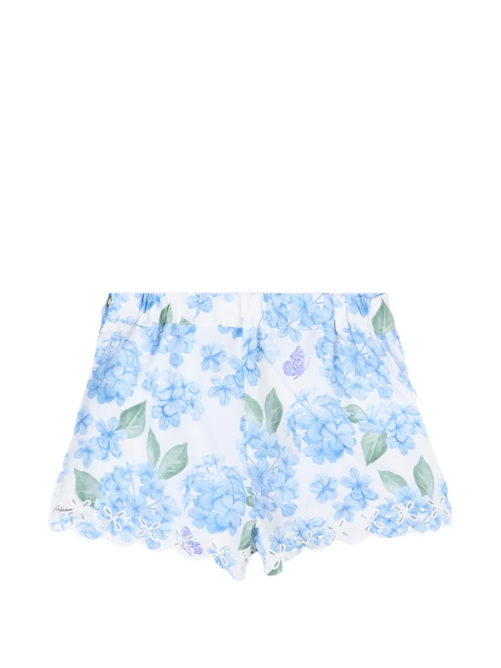 Roberto Cavalli Junior Gewelfde shorts met bloemenprint Wit