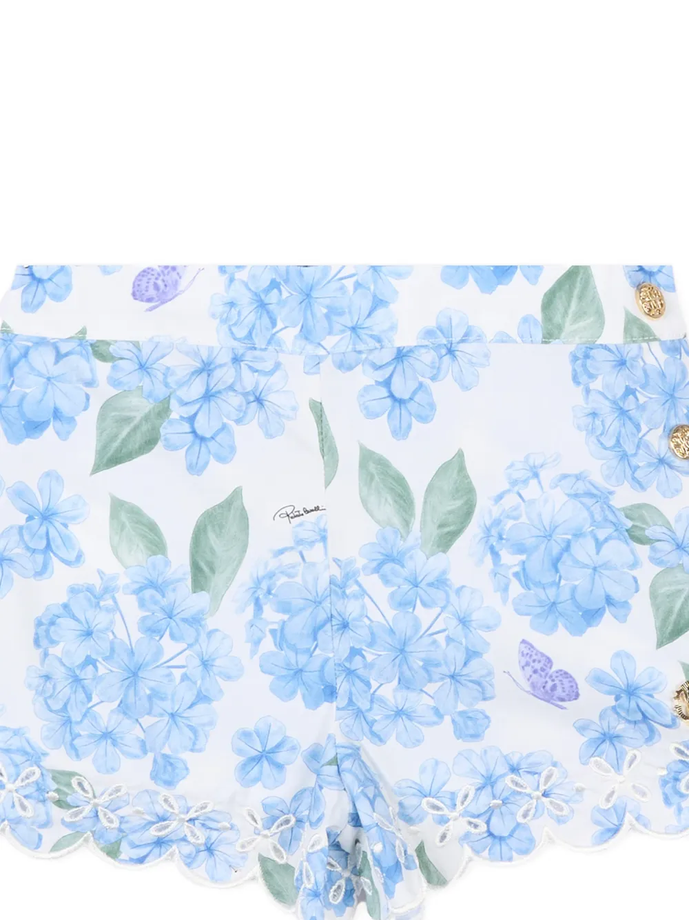 Roberto Cavalli Junior Gewelfde shorts met bloemenprint Wit