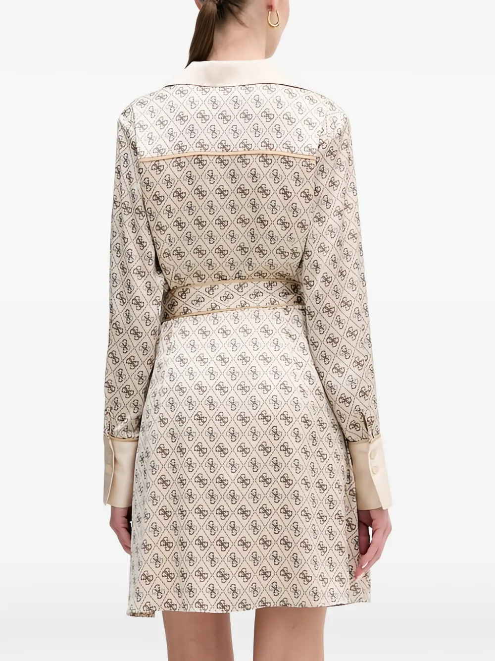 Guess Usa Blerta Collar Belted Dress In Neutral