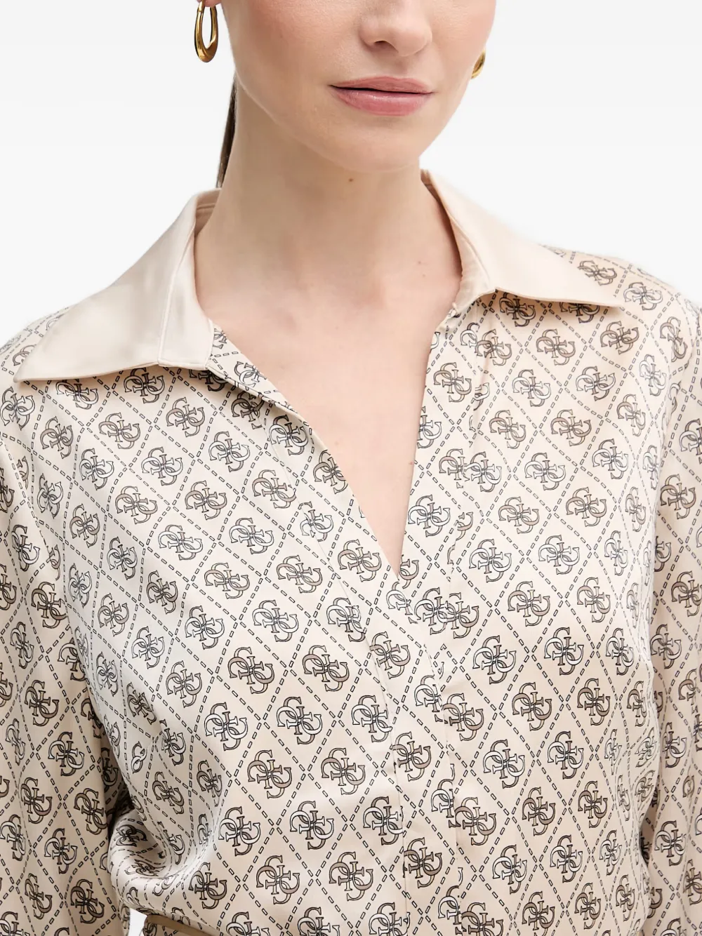 GUESS USA patterned belted mini dress Beige