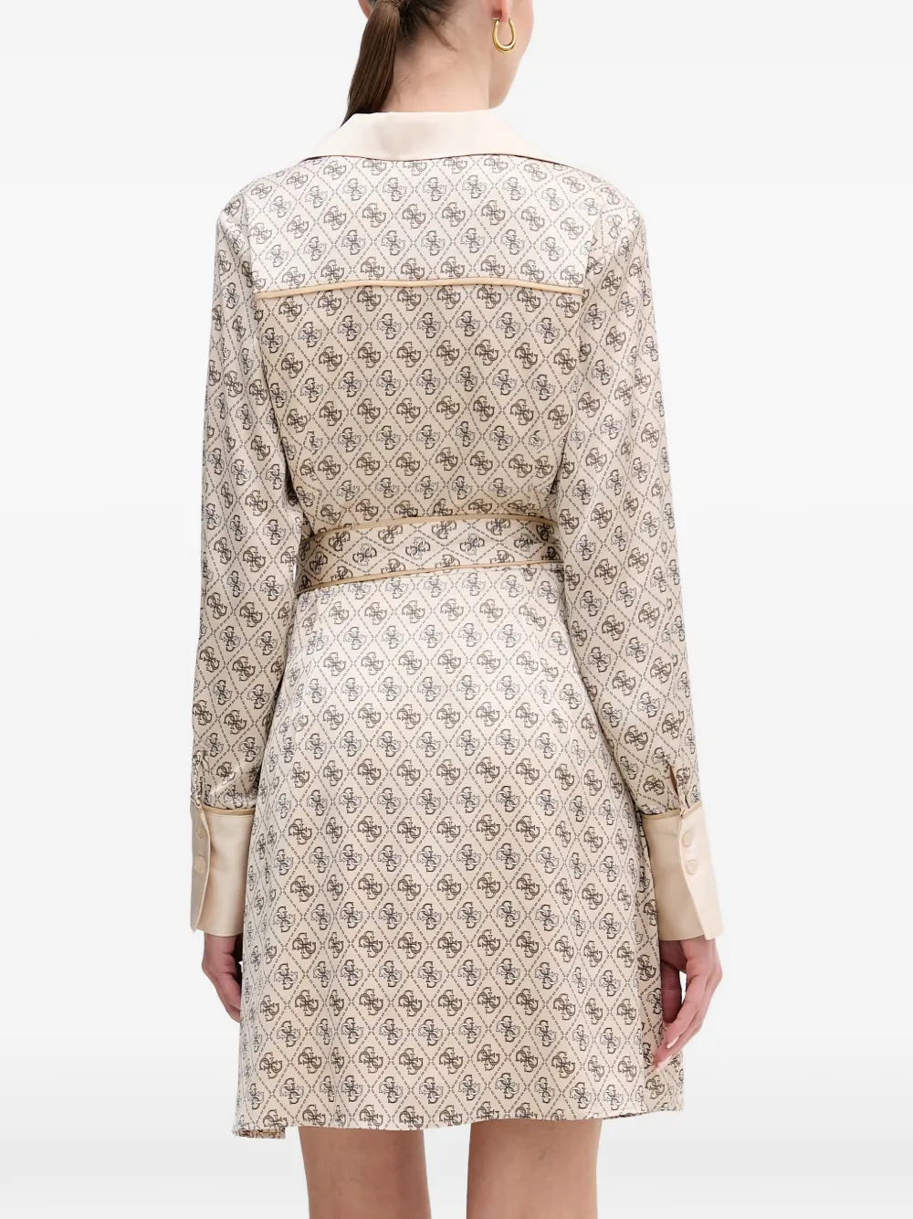  Guess Usa Patterned Belted Mini Dress - Neutro 