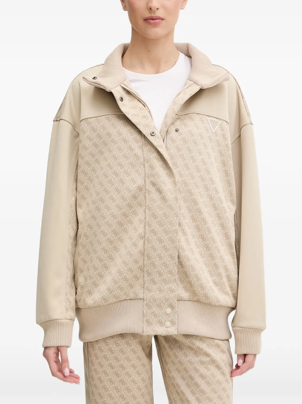 GUESS USA monogram-print panelled jacket - Nude