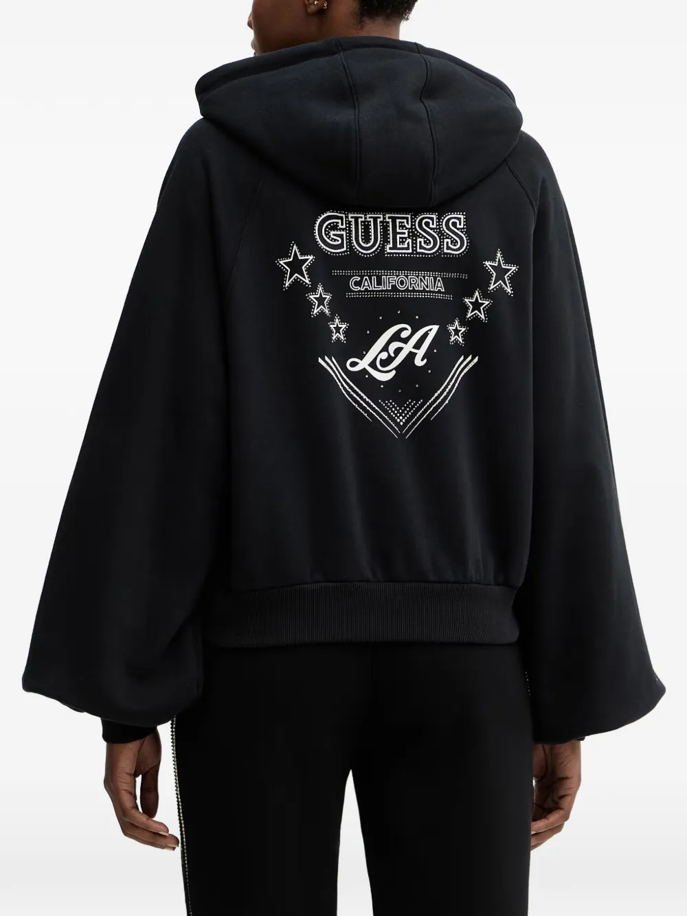 GUESS USA Hoodie verfraaid met stras en raglan mouwen Zwart