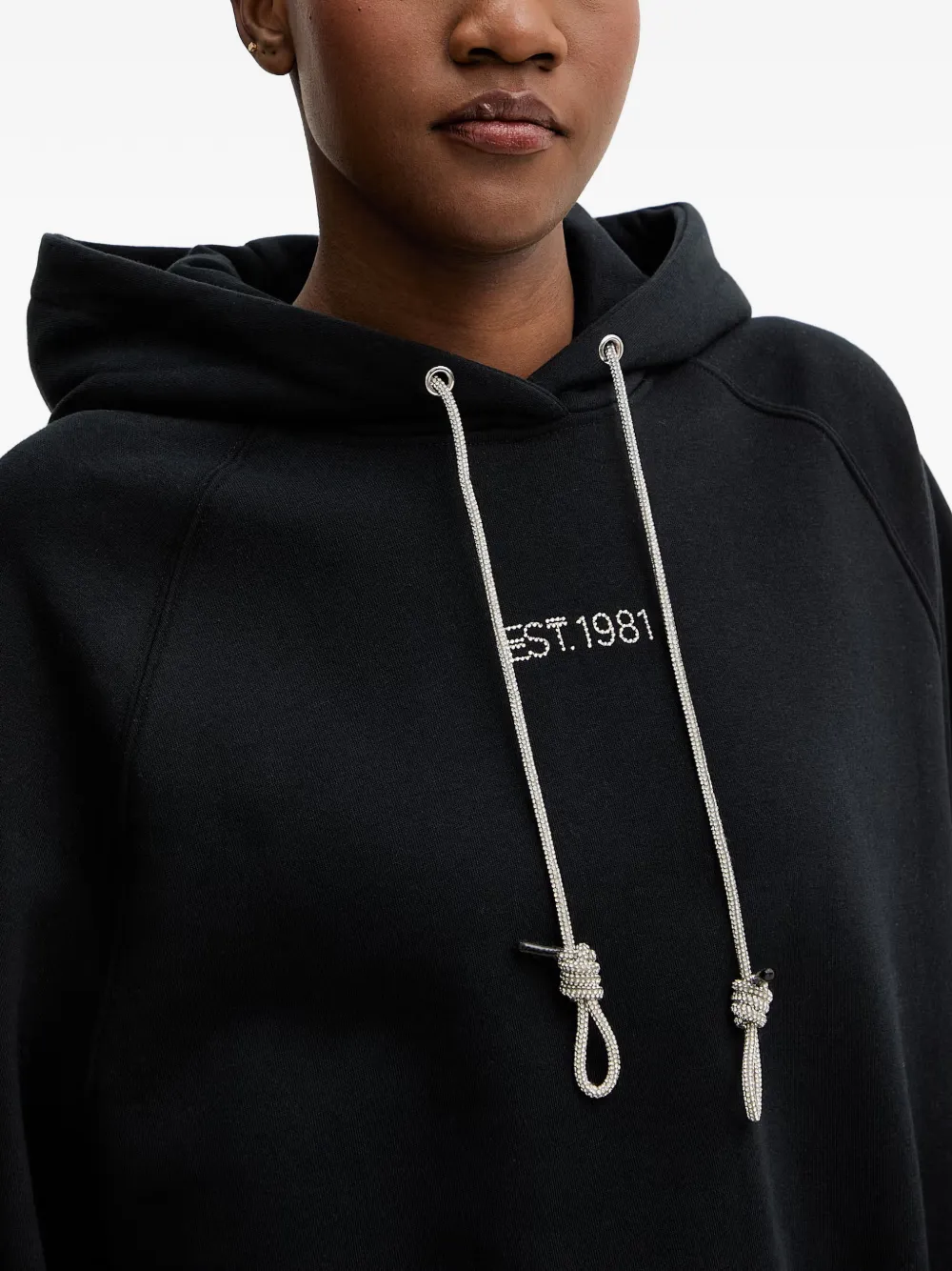GUESS USA Hoodie verfraaid met stras en raglan mouwen Zwart