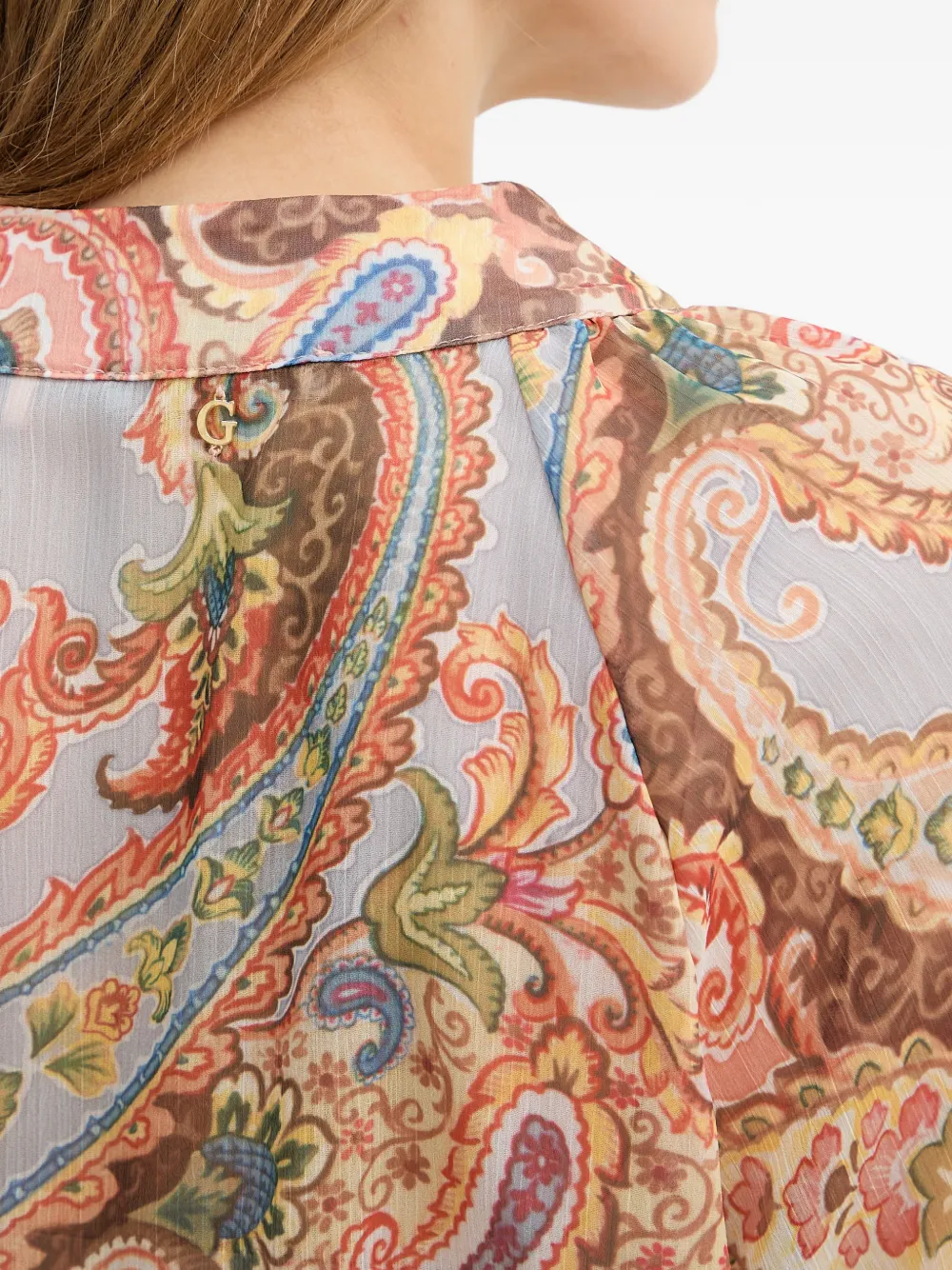 GUESS USA Jurk met paisley-print en ballonmouwen Blauw