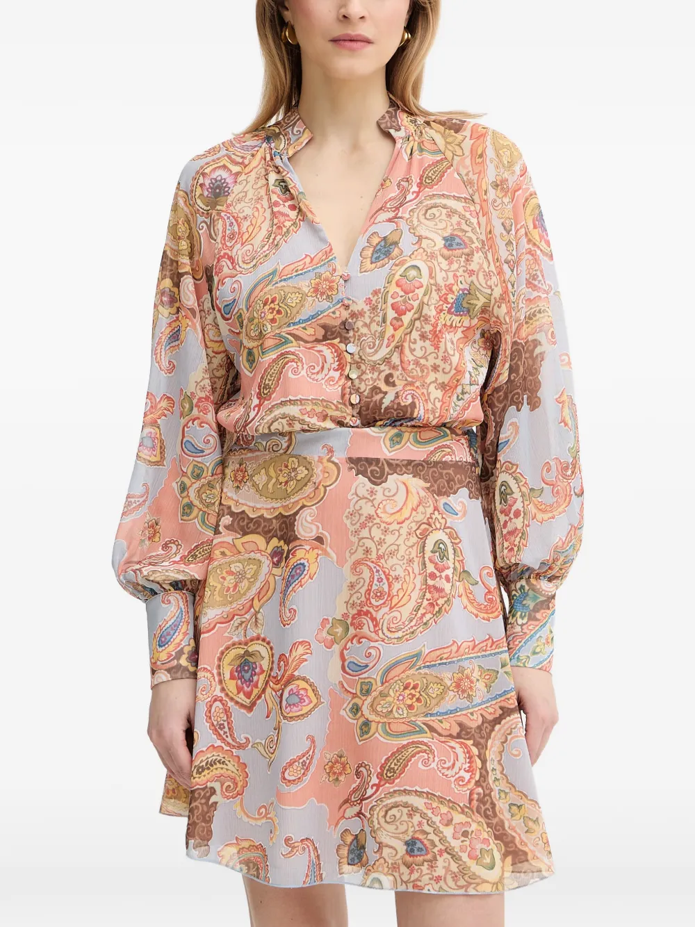 GUESS USA paisley-print balloon-sleeve dress - Blu