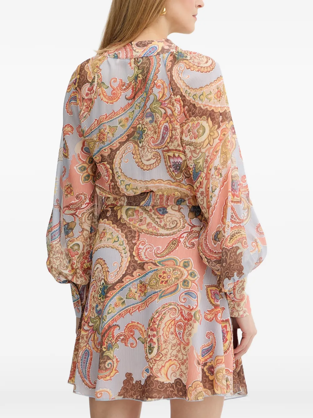 GUESS USA Jurk met paisley-print en ballonmouwen Blauw