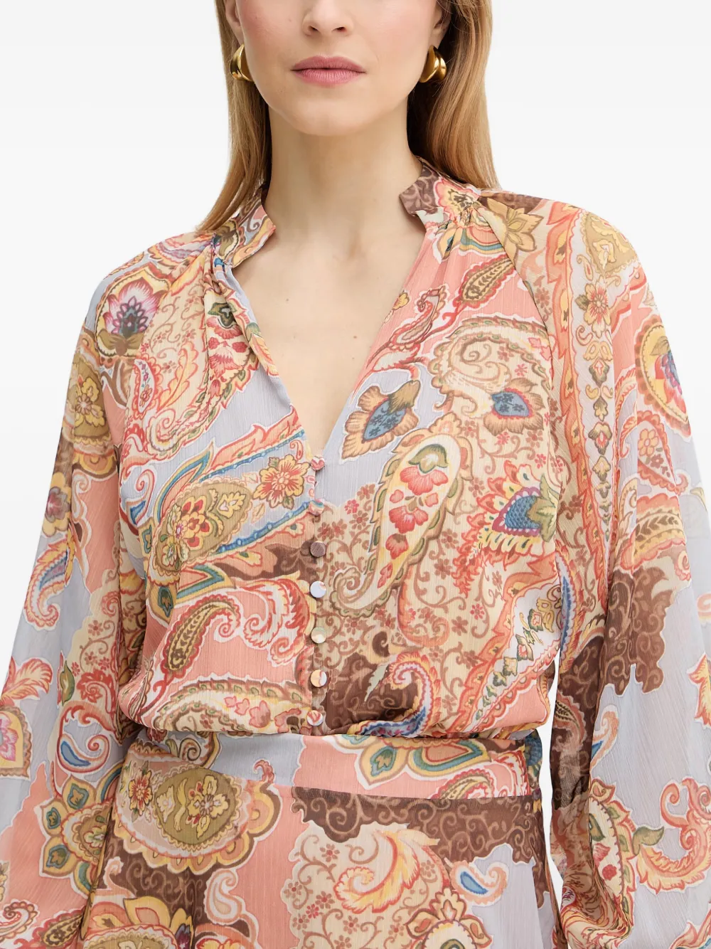 GUESS USA Jurk met paisley-print en ballonmouwen Blauw