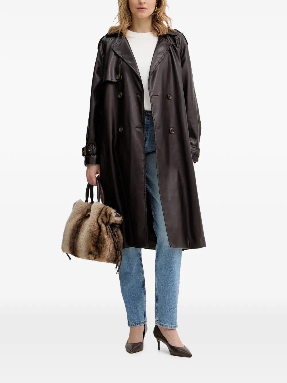 GUESS USA Trenchcoat met dubbele rij knopen en ceintuur Bruin