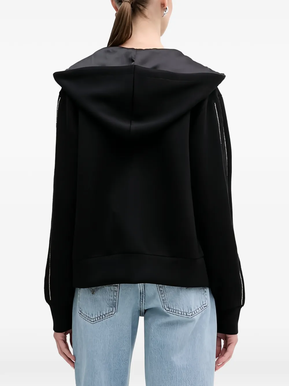 Guess Usa Lace-embellished Hoodie In Black