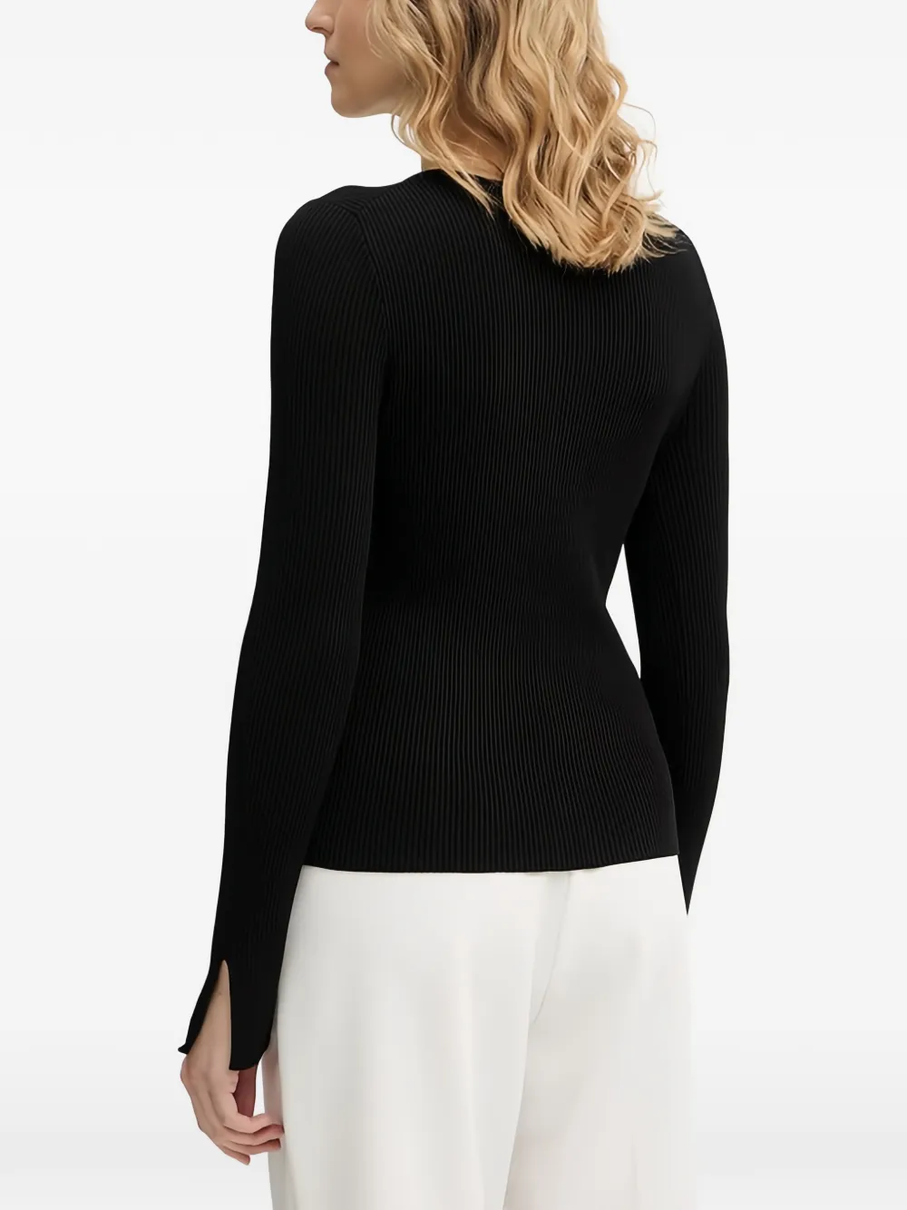 Guess Usa Ribbed-knit Cardigan In Black