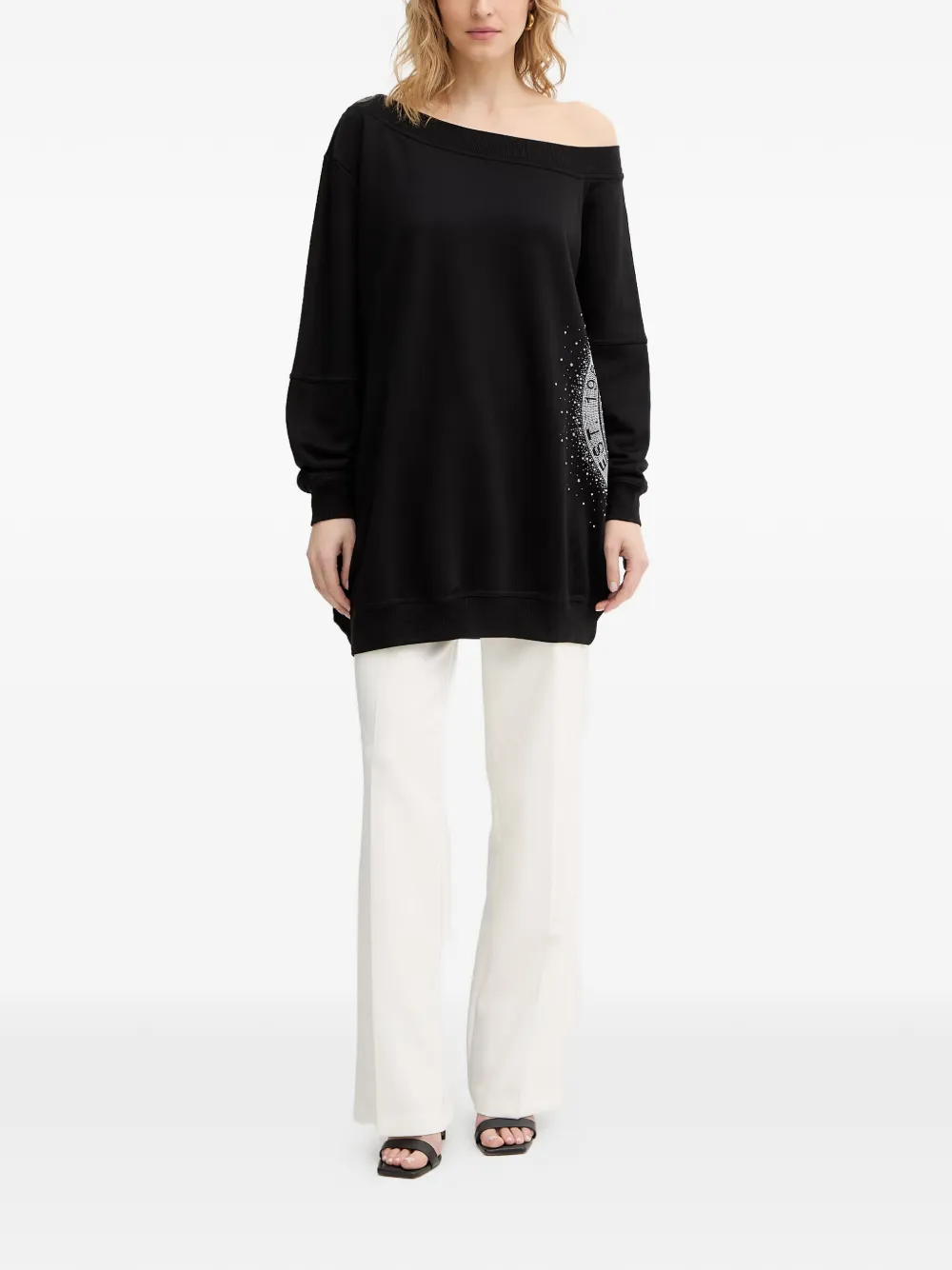 GUESS USA Off-shoulder sweater met stras Zwart